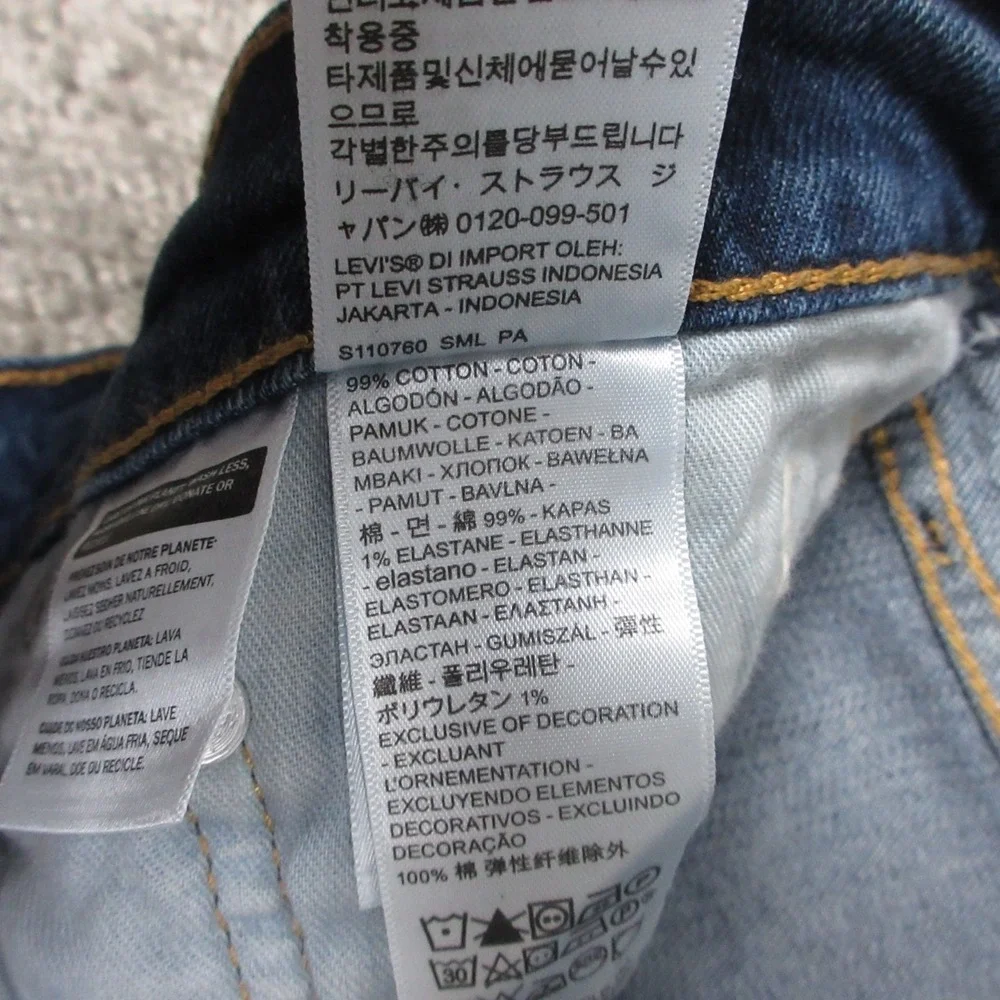 Levis Jeans Mens 38x34 Blue 511 Slim Straight Stretch Faded‎ Whisker Denim Pants